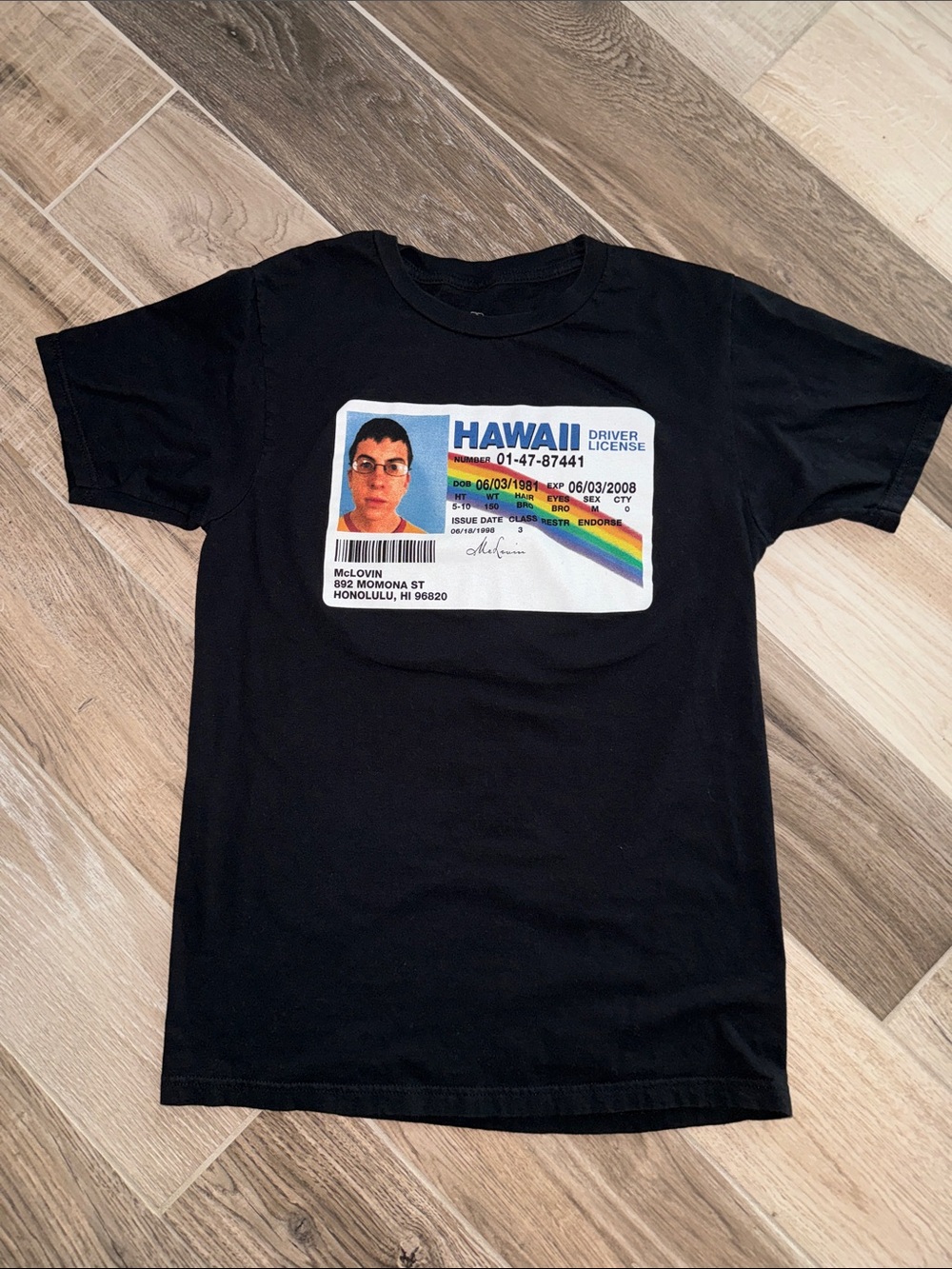 Black Graphic Hawaii MCLOVIN Plate Tee EUC S